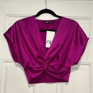 Zara Silky Purple Crop Top